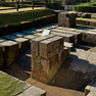 Remains of Shuseikan Reverberatory Furnace. Traditional, precision-cut, Japanese stonemasonry exhibited in the foundations and structures of the second reverberatory furnace built in 1857 in an attempt to manufacture iron cannon, and which switched to bronze casting. The furnace was originally over 15 meters high.