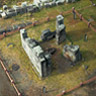 Aerial view of the third blast furnace at Hashino, subsequently so called the initial test furnace (1858) after refurbishment in 1864.