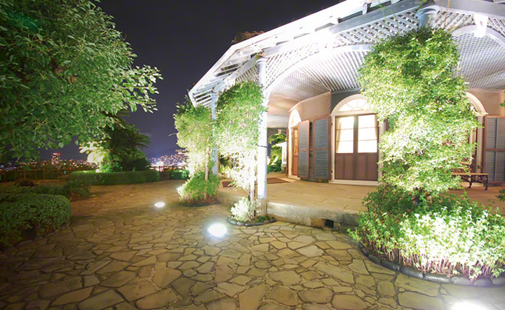 Glover House and Office in the night.